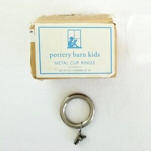 Pottery Barn Brushed Nickel Metal Drapery Clip Rings Set Of 10 New In Box